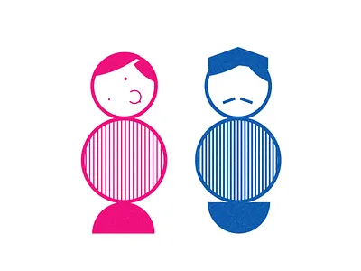 Hello India Series: 03 Namaste aunty bindi blue flat flat illustration hello india india indian indian attire lines moustache pattern pink pink and blue simple toys uncle