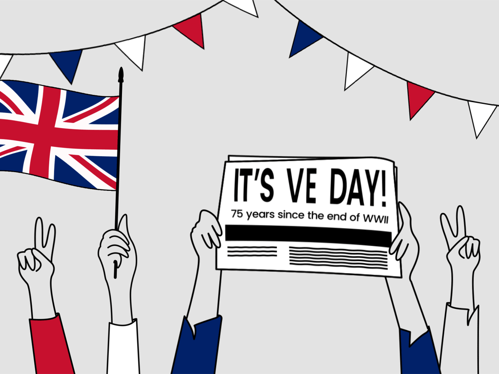 Its VE Day after effects animation design flag flag wave illustration lineart loop motion design vector illustration veday75 world war two