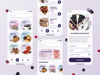 Cake Shop App app design biscuits cake cake shop design figma minimalism mobile app sweets ui ui ux