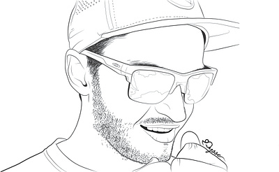 Jouwie Lineart Portrait cap digital sketch digitalart guy illustration landscape line line drawing lineart linework portrait sketch smile sunglasses vector vector art vector illustration