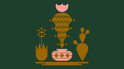 Cacti cactus desert flat illustration minimal southwest succulent vector