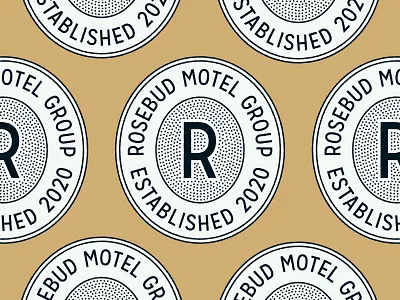 Rosebud Motel Group badge branding identity logo motel rosebud schitts creek typography vintage