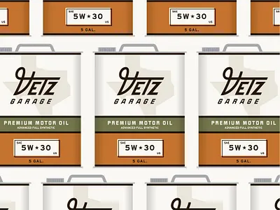 Vetz Garage Oil Can austin badge brand branding car garage hand lettering identity lettering lockup logo logotype oil oil can retro script type typography vintage