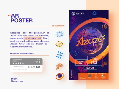 Ar poster 3d modeling arposter artivive augmented azure cinema4d poster art posters techfest