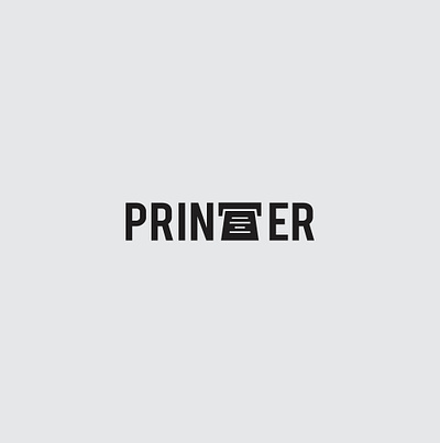 printer clean design design flat logo printer tech logo technology typography vector