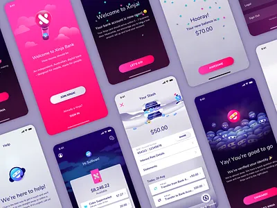 Xinja app app banking design illustration mobile banking ui vector