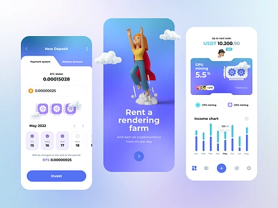 Crypto Mining App app bitcoin crypto design farm ios mining mobile rendering sketch ui ux