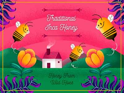 Traditional Inca Honey 2d bee comunity design designinspiration dribbble ecology flower honey illustration mountains nature peru peruvian photoshop plants sierra texture typography wild