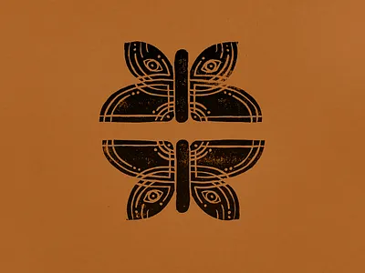 Butterfly - Pair butterfly lino linocut print stamp