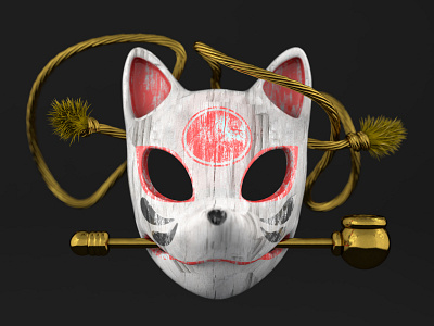 Kitsune Mask 3d c4d cinema4d fox japan japanese kitsune mask wallpaper