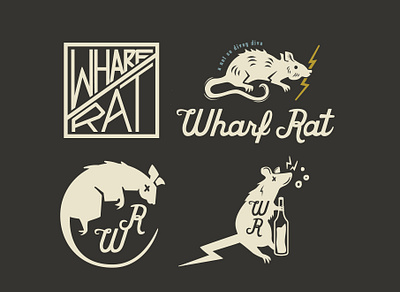 Wharf Rat "a not so divey dive" alcohol barlogo booze branding design logodesign logomockups logotype rat ratlogo trashylogo