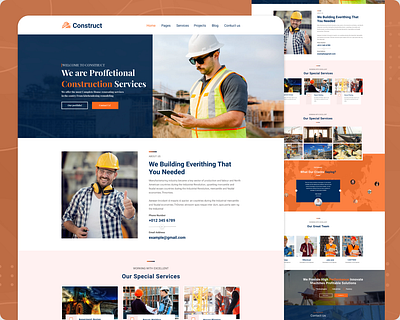 Construction Landing Page architecture architecture design architecture website art builder construction company constructions design landing page landing page design logo project residence service ui design uidesign ux ui ux design web design website