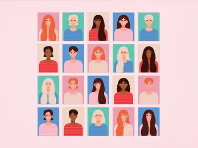Girl Characters Illustration Avatars avatar avatardesign character fashion girl girl character graphic illustration illustrations international womens day template vector woman women women history month