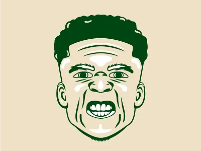 Angry Giannis angry basketball bucks giannis antetokounmpo green illustration milwaukee tan white