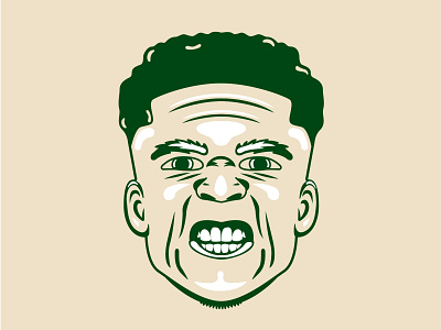 Angry Giannis angry basketball bucks giannis antetokounmpo green illustration milwaukee tan white