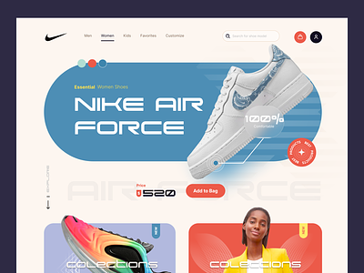 Nike-Website Hero Section air force animation branding header hero nike nike shoe product design shoe shose ui user interface ux web design webdesign website women yellow