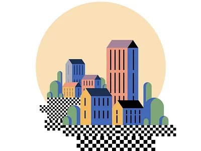 City in a Hill adobe illustrator illustration landscape minimalist sketch