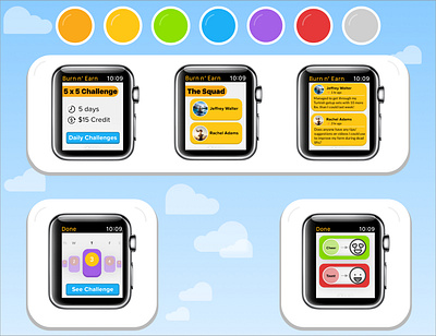 Apple Watch Fitness App applewatch branding buttons colorscheme design fitness minimal mobile mobile app mobile ui ui vector watch watchface