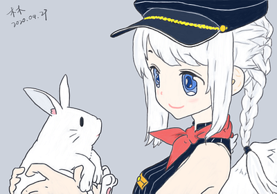 板绘临摹_2 cute girl illustration pink rabbit