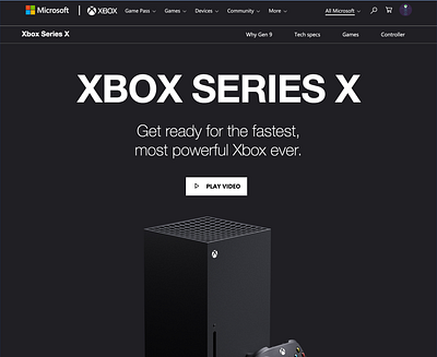 Xbox Series X - tweaked homepage gaming gaming website web design webdesign website design xbox