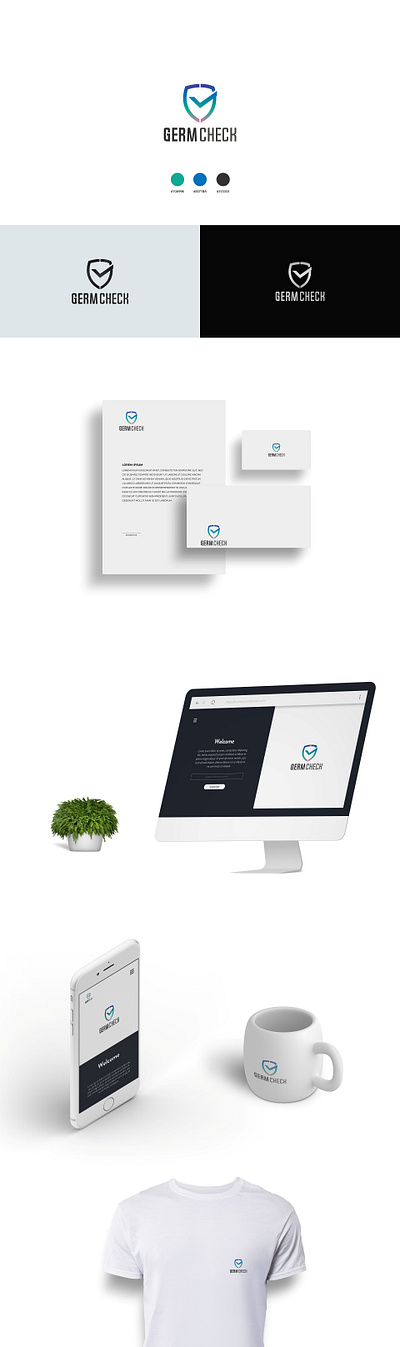 Germ Check clean concept logo shield simple vector