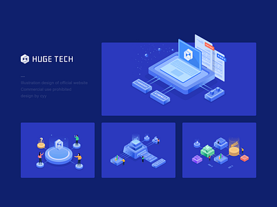 Huge tech 2.5d design illustration