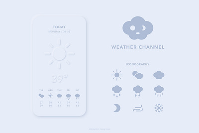 Weather Channel App app branding icon logo minimal neumorphic neumorphism typography ui ux web