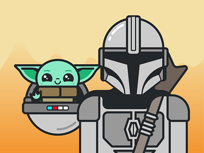 The Mandalorian baby yoda boba fett illustration ilustración may the 4th be with you may the force be with you may the fourth star wars day starwars the mandalorian yoda