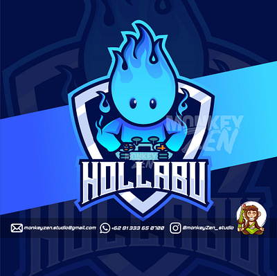 Hollabu, wisp mascot esport logo design charachter cute e sport esport fairly fire flame fun game gamer gost logo mascot playful sport twitch vector wisp