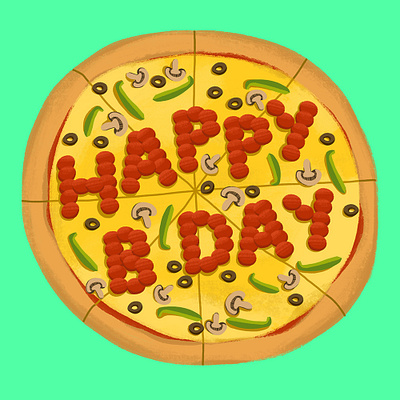 Birthday Pizza! design foodillustration illustration illustrator photoshop pizza pizza illustration