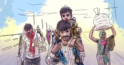 Migrant Labour, Covid-19 digital art india