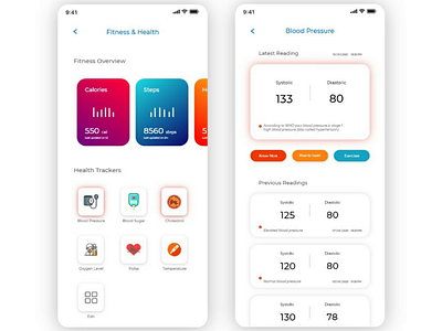 Health and Fitness tracker app UI health ui uiux user interface