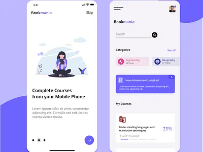 Bookmania app design flat illustration minimal ui ux