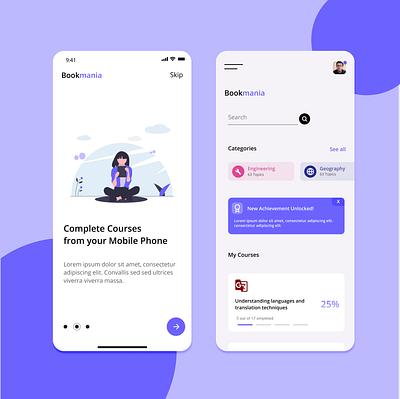 Bookmania app design flat illustration minimal ui ux