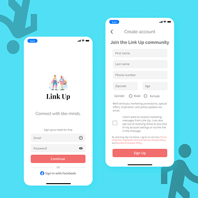 Link Up meet app app design flat minimal ui ux