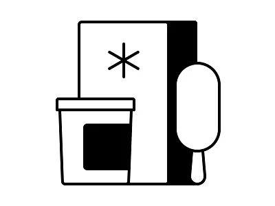 Frozen Food box cold flat food frozen food frozen yogurt ice cream illustration lollipop lolly magnum monochrome simple snowflake tub ui vector