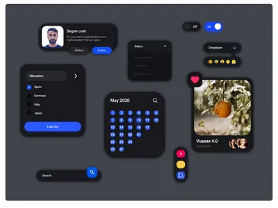 Components for Dark Theme components dark ui figma figmadesign icon illustration typography ui