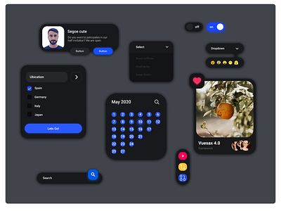 Components for Dark Theme components dark ui figma figmadesign icon illustration typography ui
