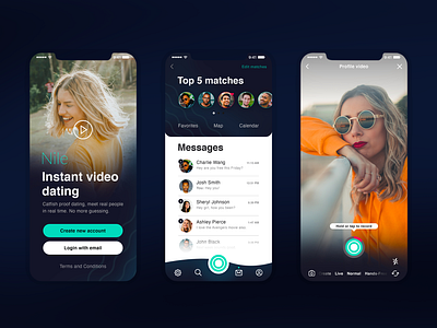 Video Dating App app dating app design flat ios iphone x social ui ui ux ui design ux video video chat wave