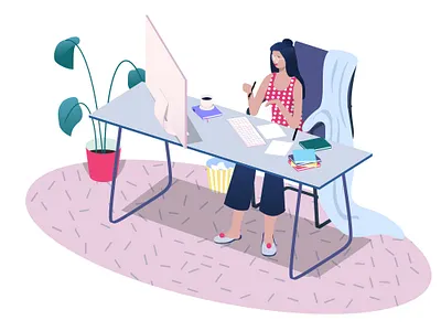 E-learning, online education at home coffee cozy desktop domestic e learning education flat freelance home illustration isometric learning online vector working