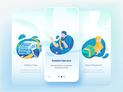 Amana Tour On Boarding Illustration benefit branding car explanation holiday illustration islam moslem onboarding payment road trip saas secure service app syariah tour travel trip ui vehicle