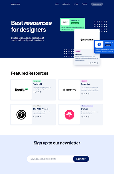 Resources page - First Concept desktop figma ui web design website design