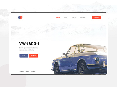 Landing page banner car clean design homepage vintage