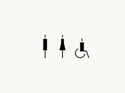 Toilets Wayfinding bathroom black branding geometric geometry handicapped icons icons set illustration man minimal minimalism minimalist office toilet wayfinding wc wheelchair white woman