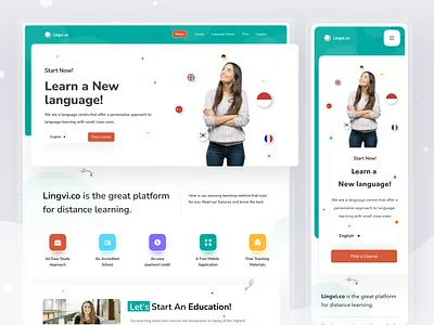 Online Language Course card course earn homepage larn money pricing profile responsice school study web website