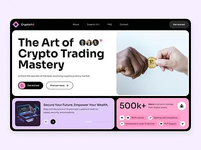 CryptoArt home page concept blockchain crypto design flat hero home landing layo page studio traiding ui ux website