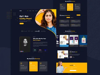 Portfolio Website Design branding clean design design landingpage minimal personal portfolio portfolio portfolio website psd psd template psd werbsite saas services typography ui ui design ux ux design web yellow