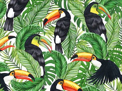 Toucan wrapping Illustration art artwork birds christmas design gifting illustration paper pattern present print surface design textile design toucan wallpaper watercolour wrap wrapping paper yardage