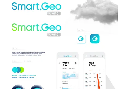 Smart.Geo logo cloud design forecast forecasting gradient logo logo design modern startup technology weather