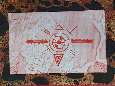 First time linogravure linogravure red illustration